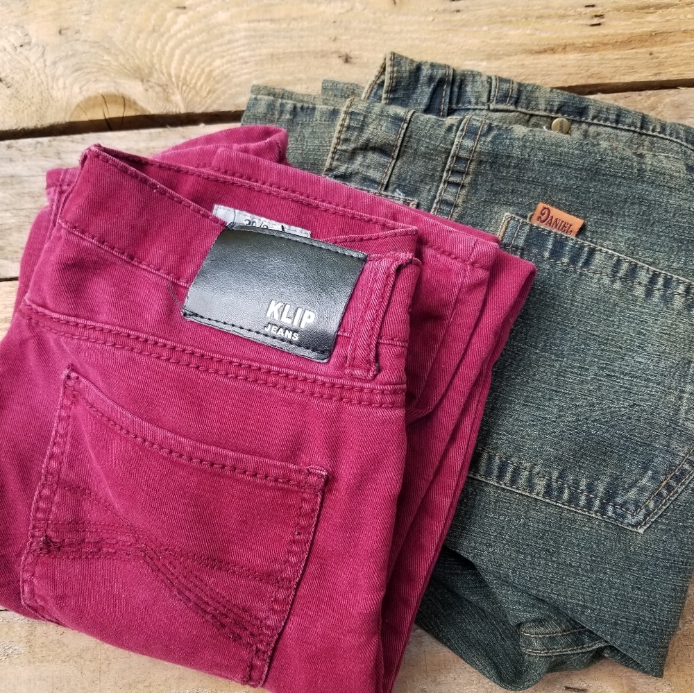 30 32 Size Ladies Jeans Lot of 2 Daniel Green Klip Red Colorful Brand Denim